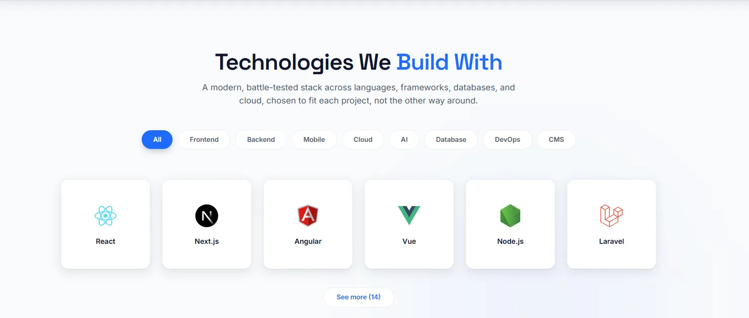 Navya technology stack section