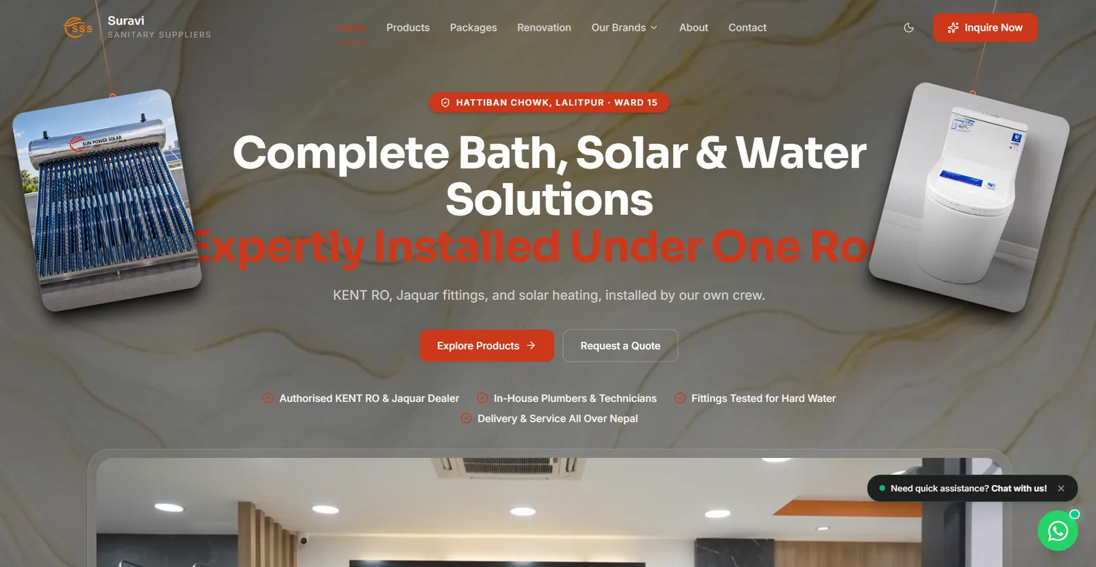 Suravi Sanitary homepage hero